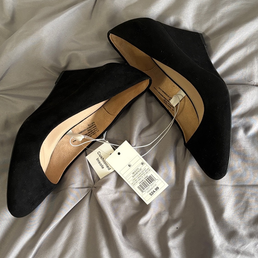a new day Black Suede Wedge Pumps for Women